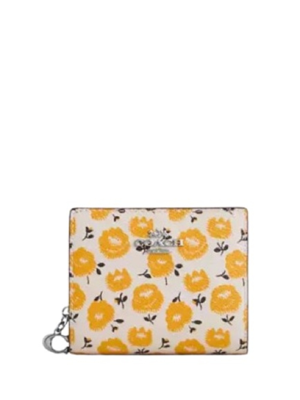 NWT Coach Yellow Floral Compact Zip Card Wallet